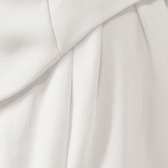 White Elegant Women's Strapless Pleated Asymmetric Peplum Mini Dress - Picture 4 of 6